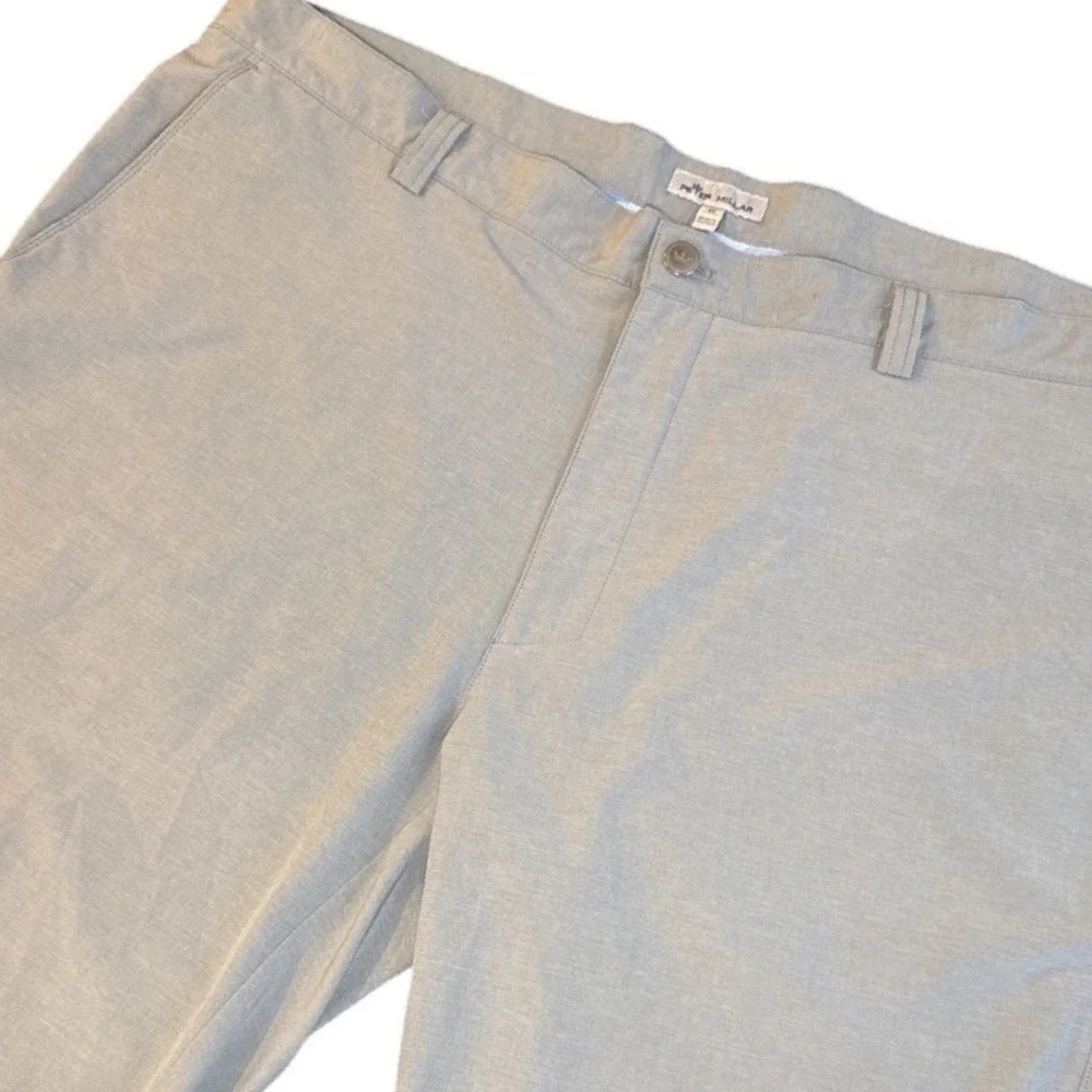 Peter Millar Performance Shorts Mens 40 Gray Flat Front Golf Tech Coastal Summer
